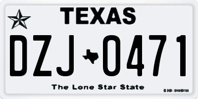 TX license plate DZJ0471