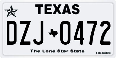 TX license plate DZJ0472