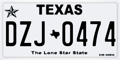 TX license plate DZJ0474