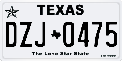 TX license plate DZJ0475