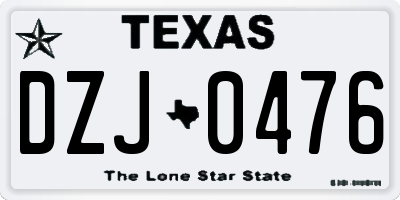 TX license plate DZJ0476