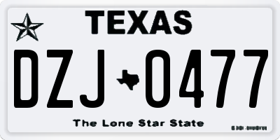 TX license plate DZJ0477
