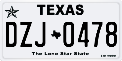 TX license plate DZJ0478