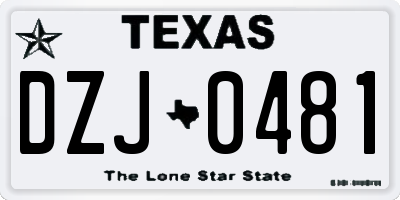 TX license plate DZJ0481