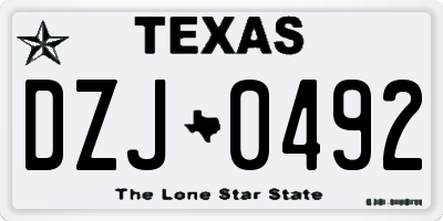 TX license plate DZJ0492