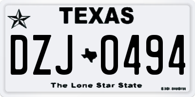 TX license plate DZJ0494