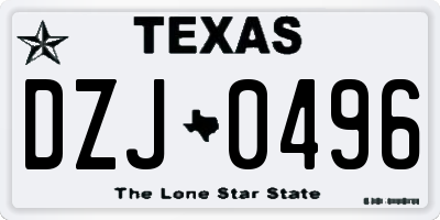 TX license plate DZJ0496
