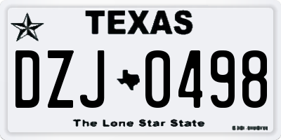 TX license plate DZJ0498