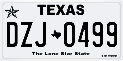 TX license plate DZJ0499