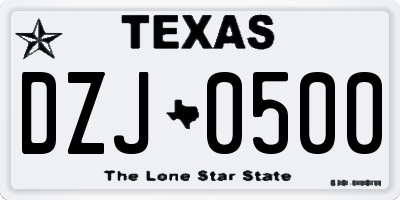 TX license plate DZJ0500