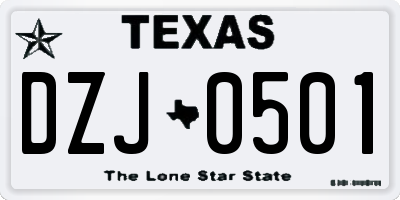 TX license plate DZJ0501