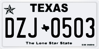TX license plate DZJ0503