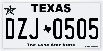 TX license plate DZJ0505