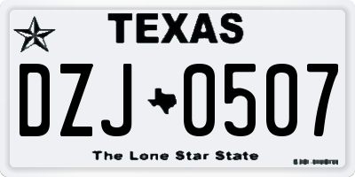 TX license plate DZJ0507