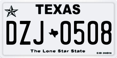 TX license plate DZJ0508