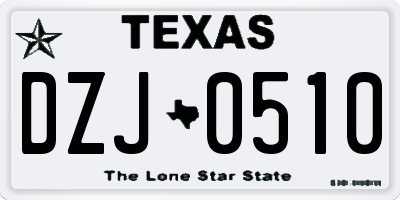 TX license plate DZJ0510