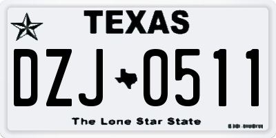 TX license plate DZJ0511