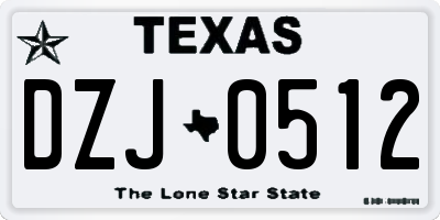 TX license plate DZJ0512