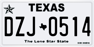 TX license plate DZJ0514