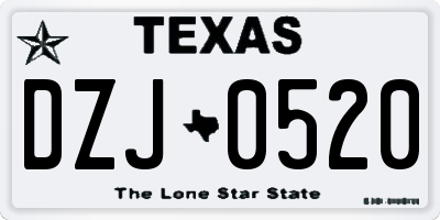 TX license plate DZJ0520