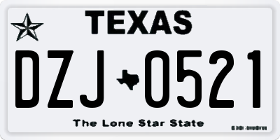 TX license plate DZJ0521