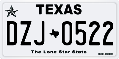 TX license plate DZJ0522