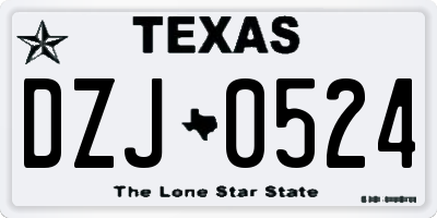 TX license plate DZJ0524