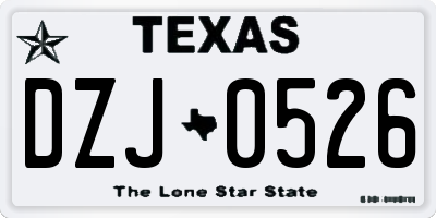 TX license plate DZJ0526