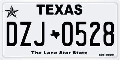 TX license plate DZJ0528
