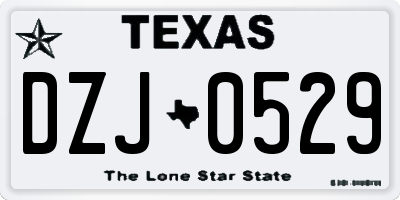 TX license plate DZJ0529