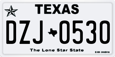TX license plate DZJ0530