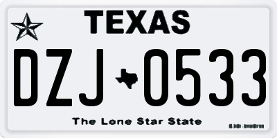 TX license plate DZJ0533