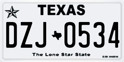 TX license plate DZJ0534