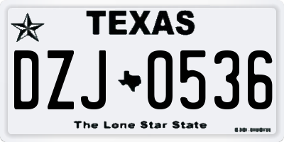 TX license plate DZJ0536