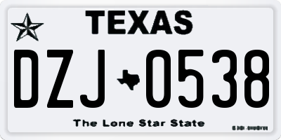 TX license plate DZJ0538