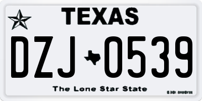 TX license plate DZJ0539