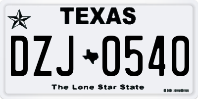 TX license plate DZJ0540