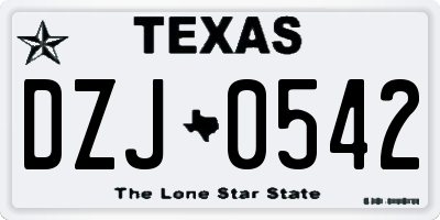 TX license plate DZJ0542