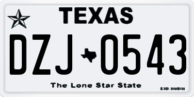 TX license plate DZJ0543