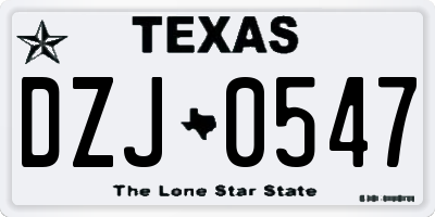 TX license plate DZJ0547
