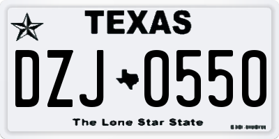 TX license plate DZJ0550