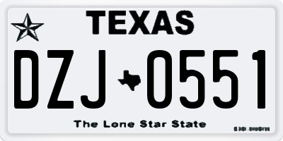 TX license plate DZJ0551