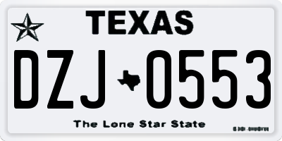 TX license plate DZJ0553