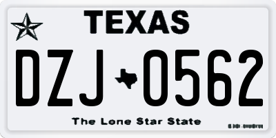 TX license plate DZJ0562