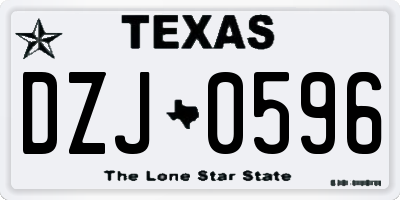 TX license plate DZJ0596