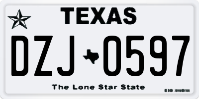 TX license plate DZJ0597