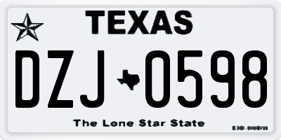 TX license plate DZJ0598