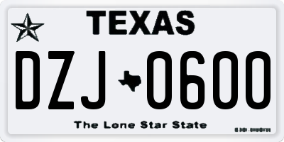 TX license plate DZJ0600