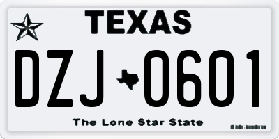 TX license plate DZJ0601