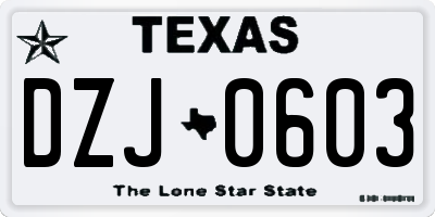 TX license plate DZJ0603